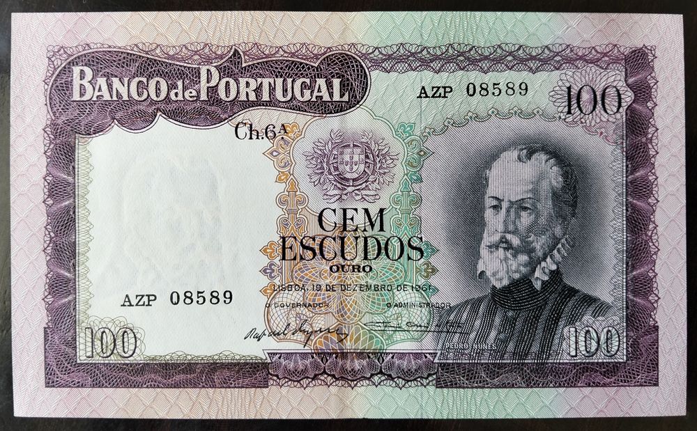 Lote 2 Notas 100$ 1961 Pedro Nunes 2 Delas Estado Novas