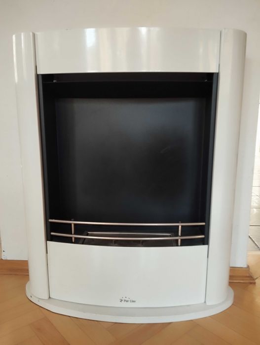 Biokominek na biopaliwo wolnostojący, metalowy, biały