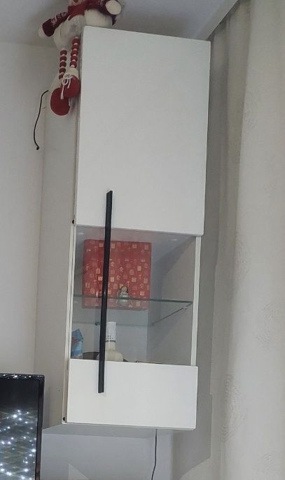 Szafki wiszące biały połysk szkło 2 sztuki
