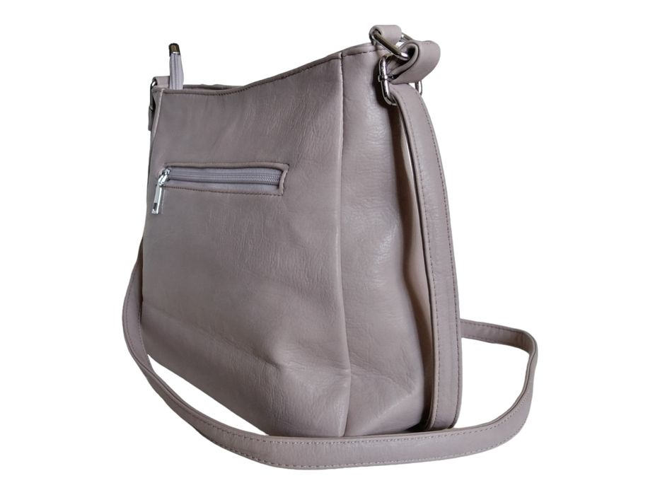 Klasyczna Torebka Damska Listonoszka Na Ramię - Beżowa