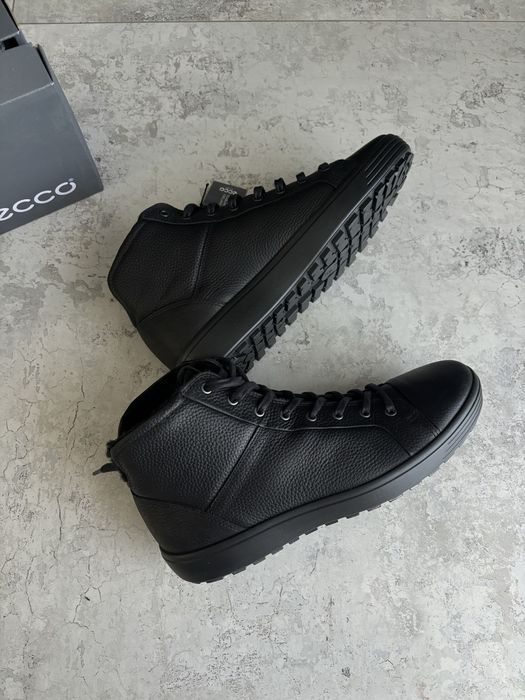 чоловічі черевики Ecco soft 7 tred, розм 46 утеплені зимові осінні оригінал екко шкіра шкіряні нові чорні фірмові Мужские ботинки