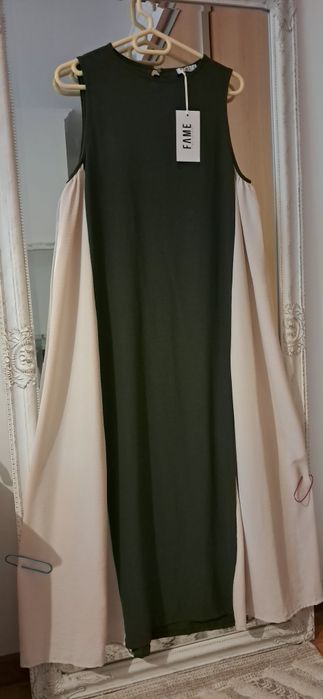 Vestido novo xl-2xl verde e beje