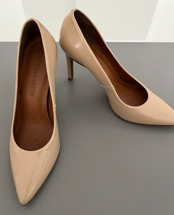 Scarpin Loucos & Santos Verniz Nude/Rosa - Salto 10cm - Tam 37 (Pouco Usado)