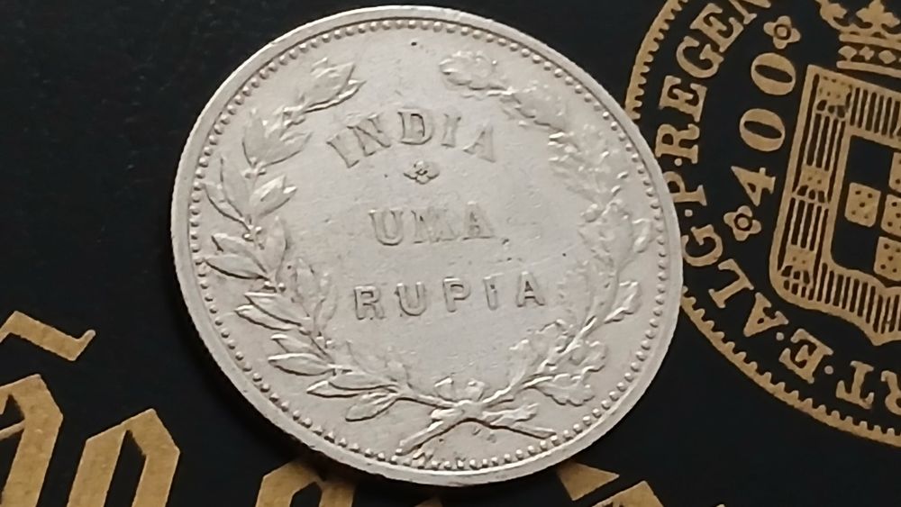 Moeda da Índia em prata 1 Rupia 1912 (data emendada)