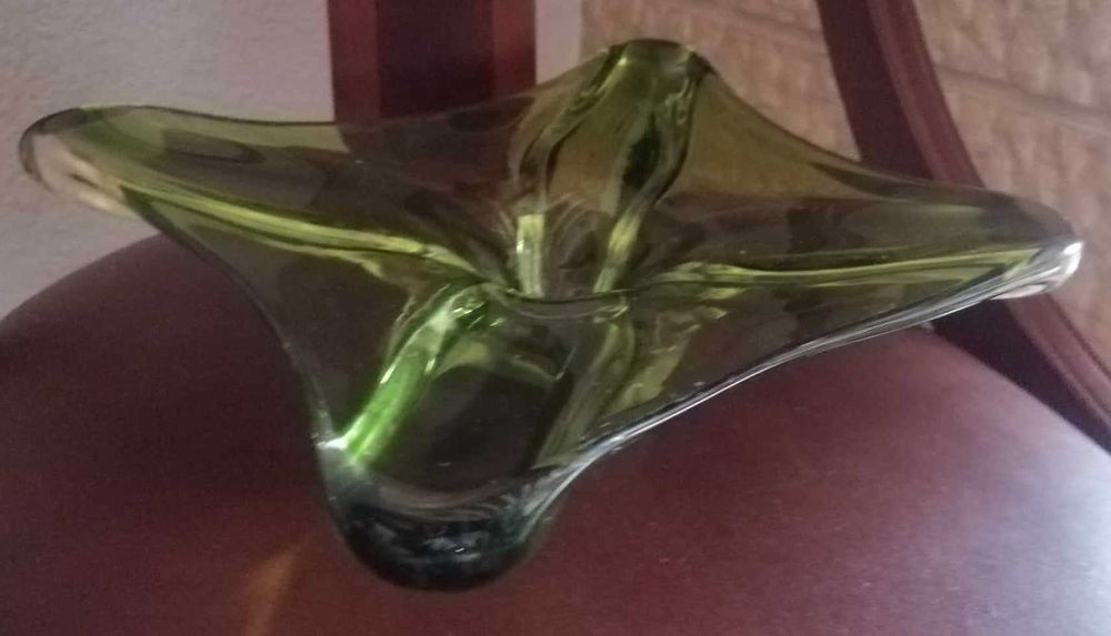 Centro mesa em vidro Murano Art Glass cor verde meados séc. XX