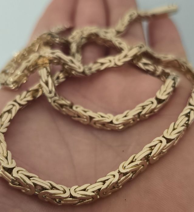 Nowy złoty łańcuszek splot królewski 585 14k król pełny