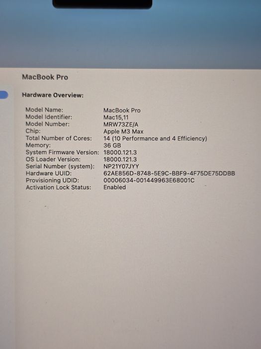 MacBook Pro 16" | M3 Max 36Gb RAM 1Tb | GPU 30 Cores