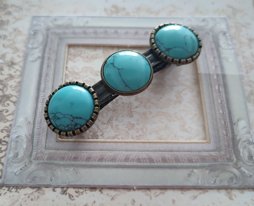 Spinka do włosów z turkusowym howlitem
