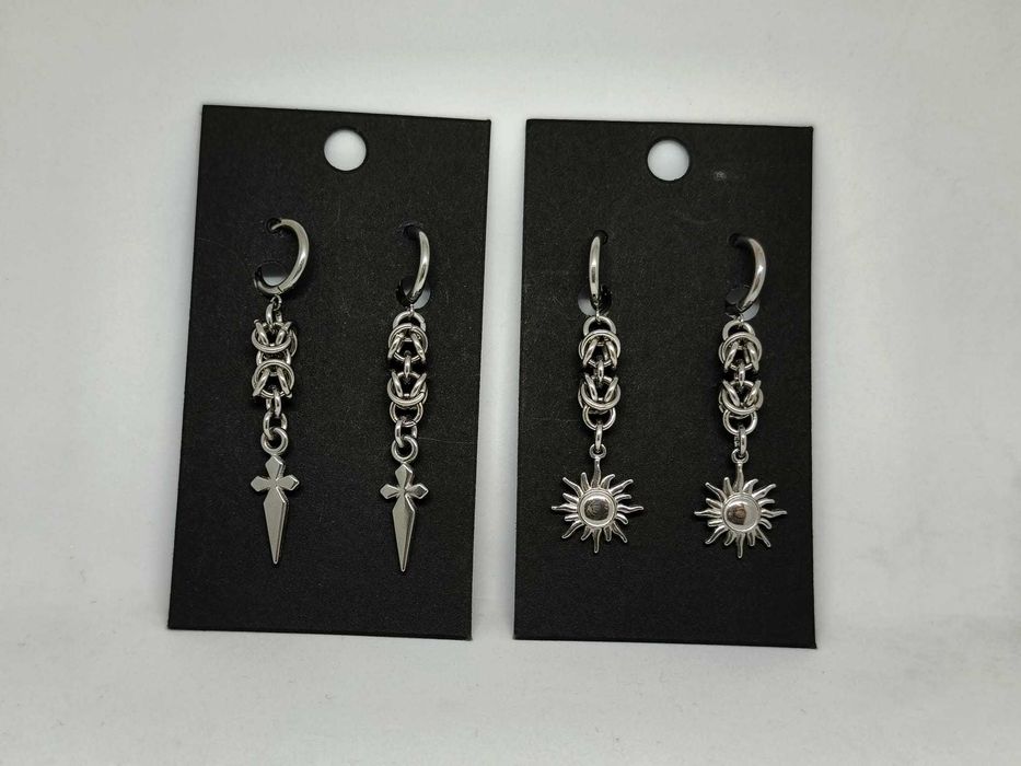 Kolczyki chainmaille ze słońcami wiszące gothic witchy dark academia
