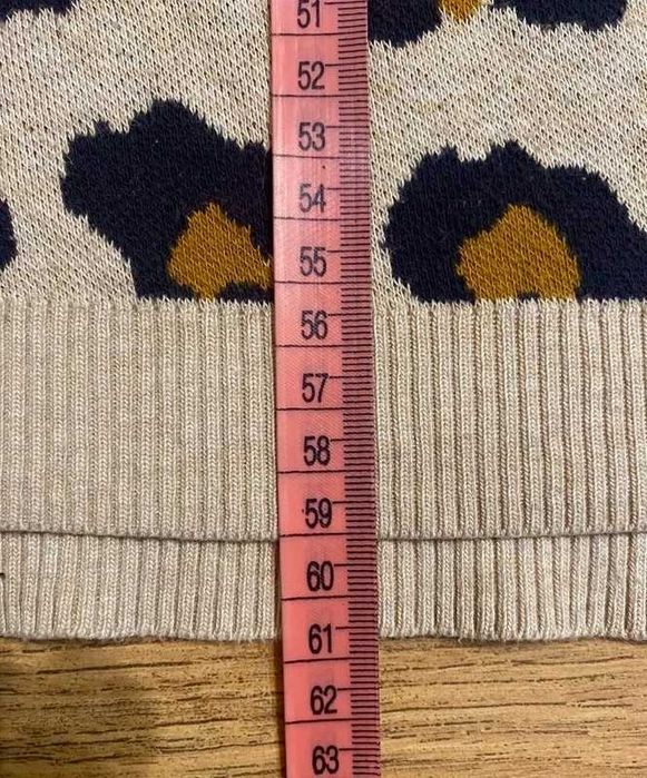 Sweter damski H&M M | beżowy, z nadrukiem pantery, długi rękaw