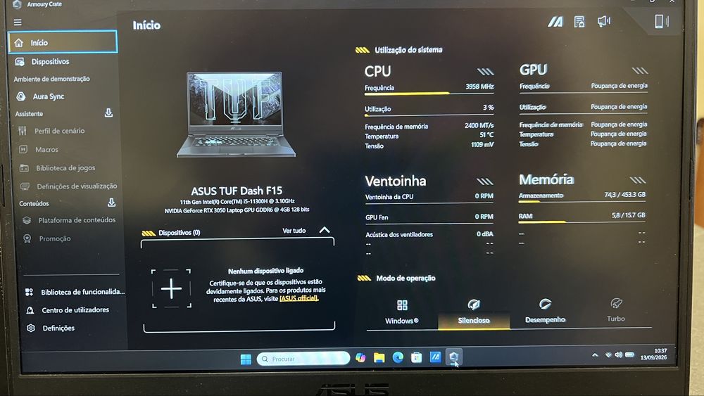 Portátil Asus Gaming FX516 I5-11300H/16Gb Ram/RTX 3050/Ecrã 144Hz