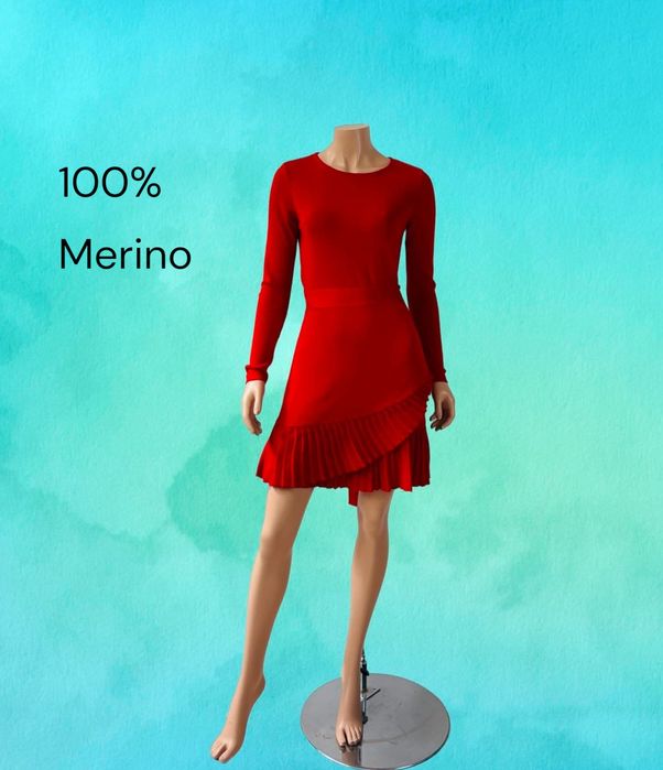 Ella&il sukienka oversize wiązana w pasie damska XS/M 100%merino