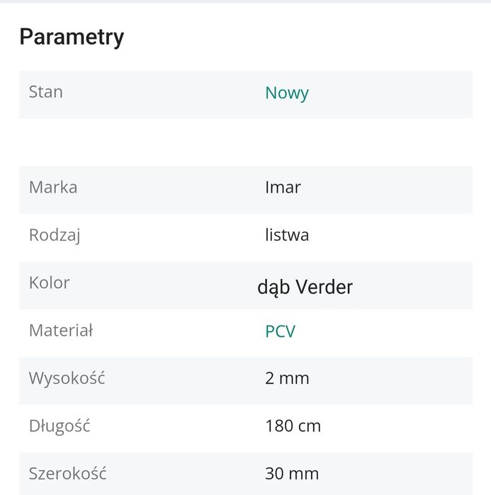Listwa Imar PCV 30 x 2 dł. 180cm