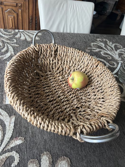 Nowy solidny kosz koszyk na owoce rattan wiklina sznur naturalny