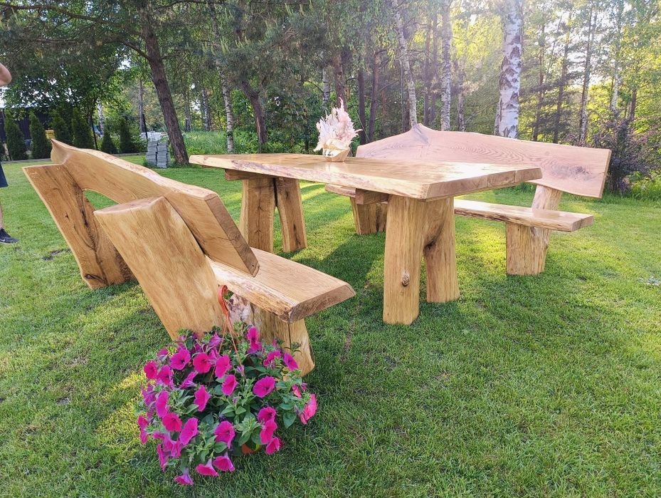 Zestaw dębowy dąb  monolit meble ogrodowe 230 solidne