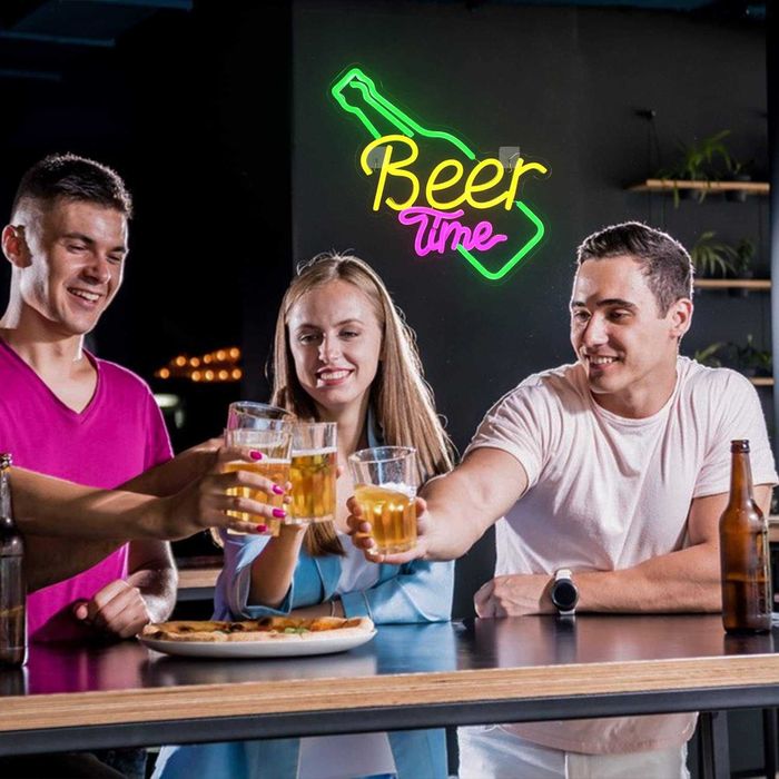 Neon LED Dekoracyjny BEER TIME Wielokolorowy Ściemnialny 32x32 USB