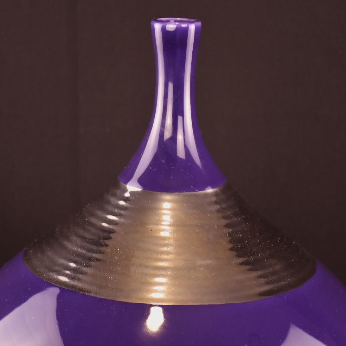 Jarra / Jarrão bojuda Porcelana, Azul cobalto e prateada, anos 50