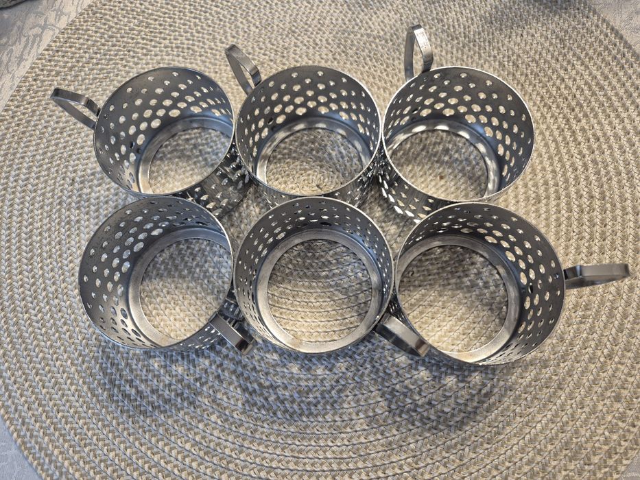 Koszyczki PRL na szklanki – KOMPLET 6 SZTUK – Vintage Design –