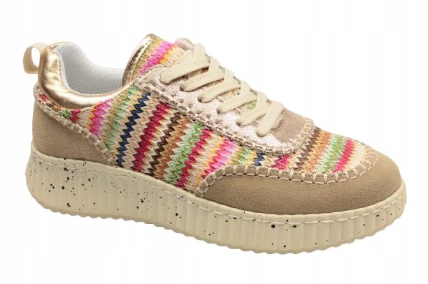 Skórzane Sneakersy Plecionka Tweedowe 39