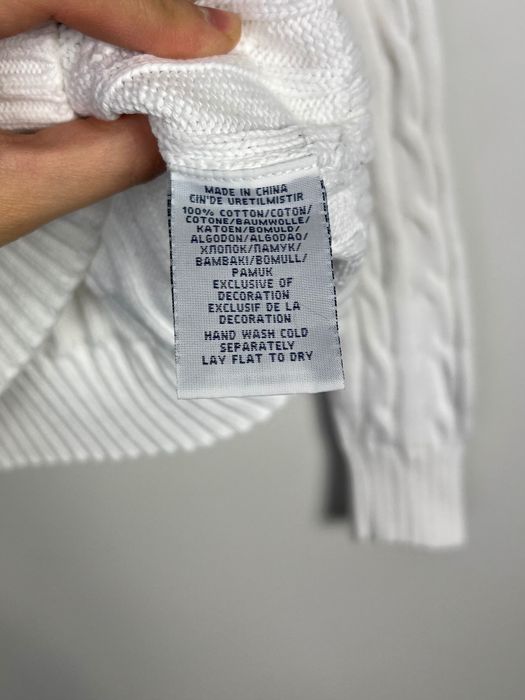 Sweter Warkocz Polo Ralph Lauren Biały Vneck