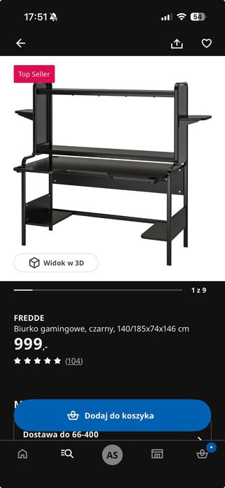 Biurko Ikea gamingowe stan bdb
