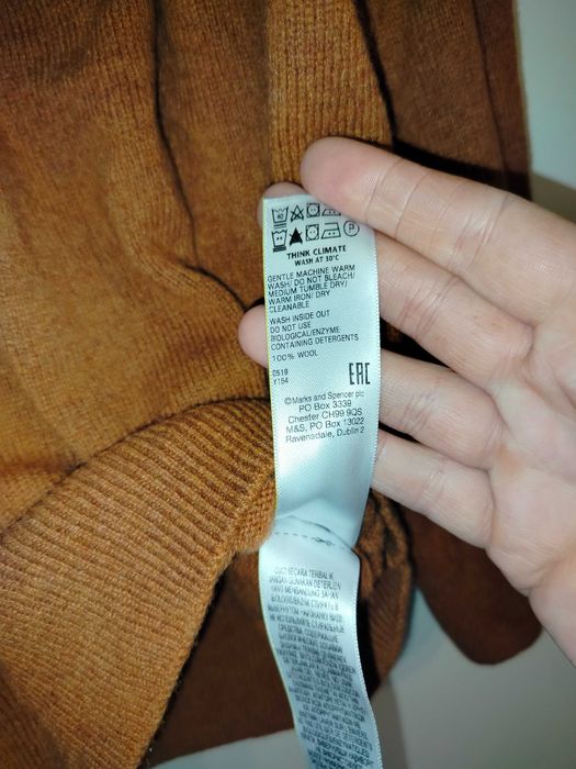 Sweter wełniany karmelowy brązowy L