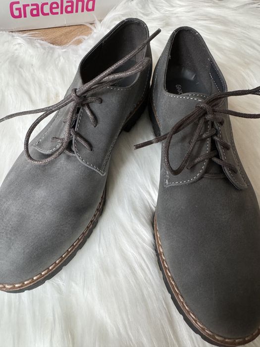 Szare oksfordki damskie Deichmann