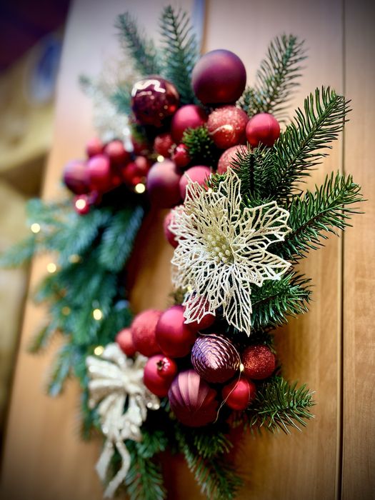 Новорічний вінок, прикраса на двері, новорічний декор