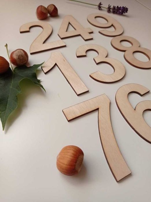 Cyfry z drewna decoupage 8 cm DIY