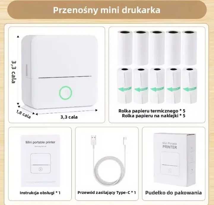 mini drukarka beztuszowa