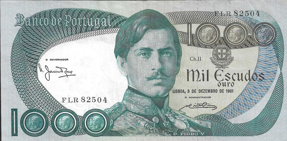 nota de 1000 escudos - D. Pedro V