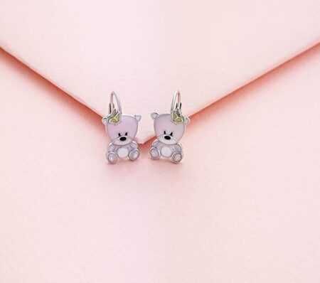 Srebrne kolczyki miś