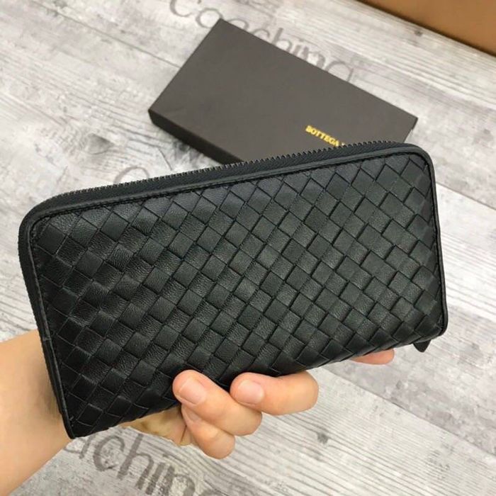Чоловічий шкіряний клатч Bottega Veneta на блискавці  кошелек портмоне