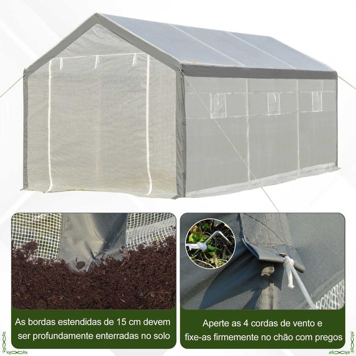 Estufa Alta de 6x3x2,8m com 2 Portas e 6 Janelas – Super Espaçosa!