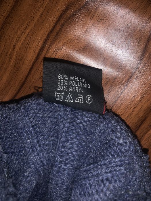 Фірмовий теплий светр темно-синій під шию, 60% вовна р. 54/56 2XL/3XL