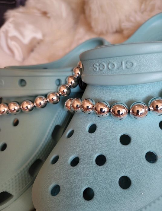 Srebrne Łańcuchy z kulek do crocs