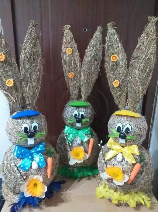 Zając z siana ozdoby wielkanocne