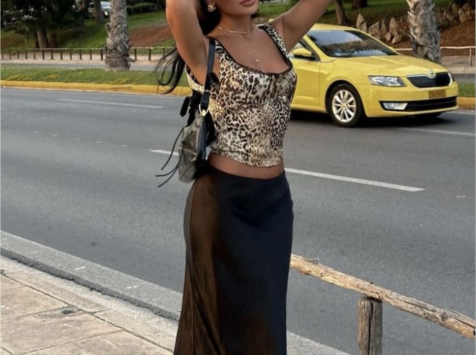 Майка топ zara леопард, мереживо