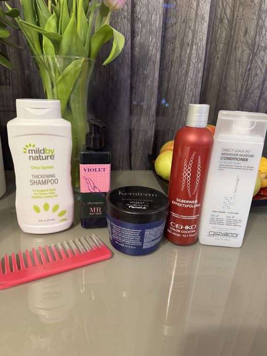 Качественный шампунь против желтезны маска кондиционер расческа