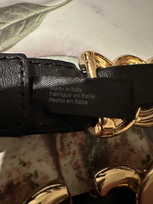 Pasek H&M Moschino złoty łańcuch z czarną skórą