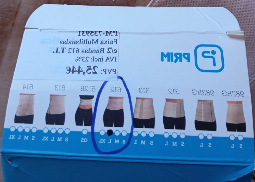 Faixa elástica de contenção abdominal sacrolombar com 2 bandas PRIM