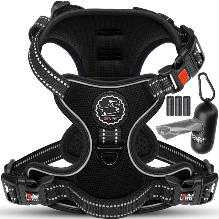 Szelki dla psa regulowane odblaskowe czarne rozmiar S