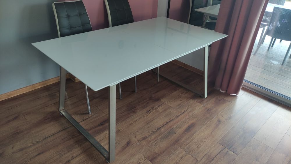 Stół rozkładany, biały w połysku