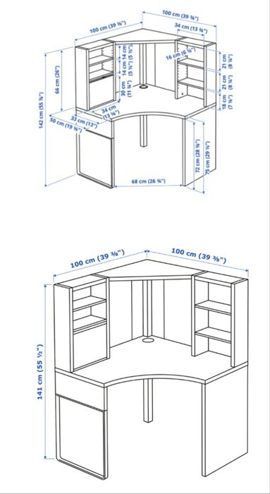 Conjunto de escritório (secretária de canto + móvel) Ikea