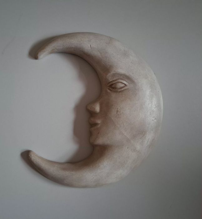 Sol e Lua Escultura Decorativa Gesso / Sun & Moon - Plaster Sculpture
