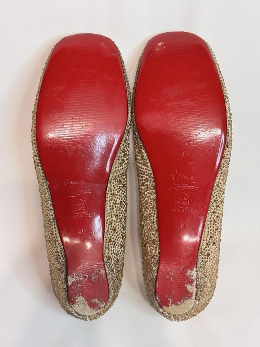 Christian Louboutin Gold Strauss туфлі , балетки