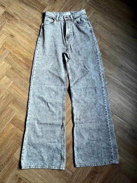 Bershka jeansy spodnie szare wide leg b. szerokie nogawki 32 XXS BDB