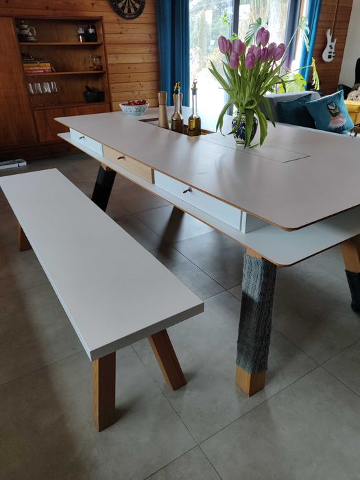 Stół VOX - „4 You Fresh” – 200cm×100cm, biały + 6 szuflad STAN IDEALNY