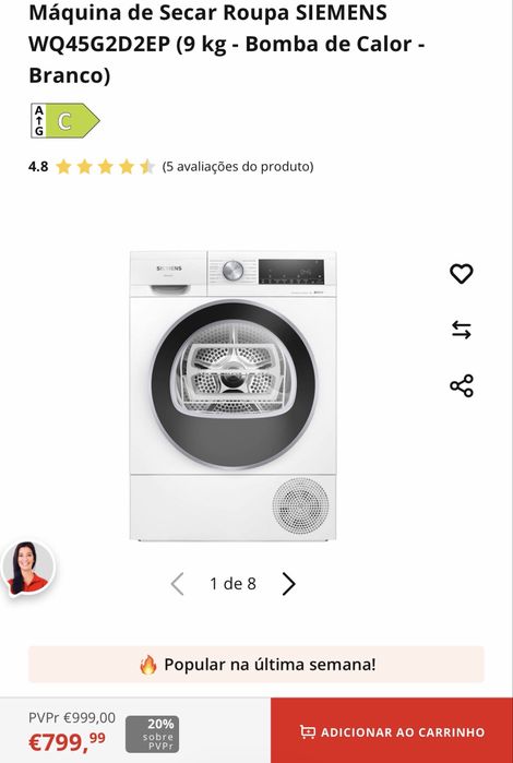 Maquina Secar Siemens 9kg - Com garantia