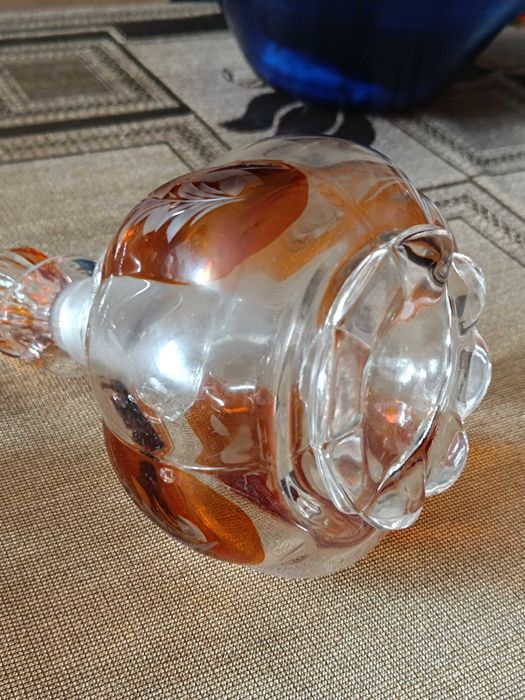 Stara Karafka i kieliszki Fischer Glas Fichtelberg ,Vintage